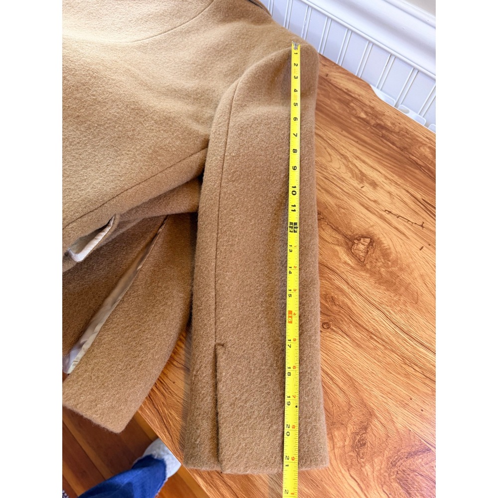 Sandro Straight Cut Brushed Wool Coat Double Breasted Long Camel Brown 36 S - Picture 10 of 16